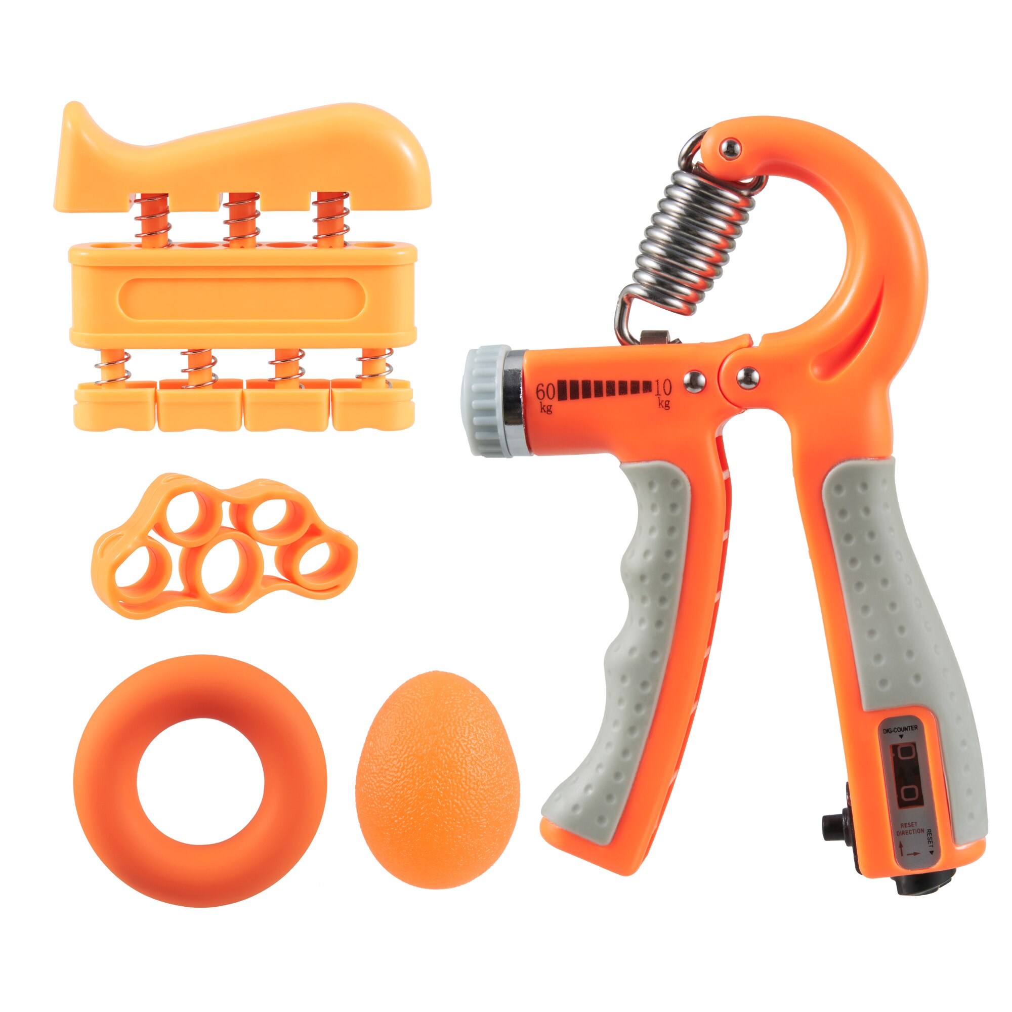 R-Shape Adjustable Hand Grip Sports Strength Countable Exercise Strengthener Gripper Spring Finger Pinch Carpal Expander: B orange 5pcs