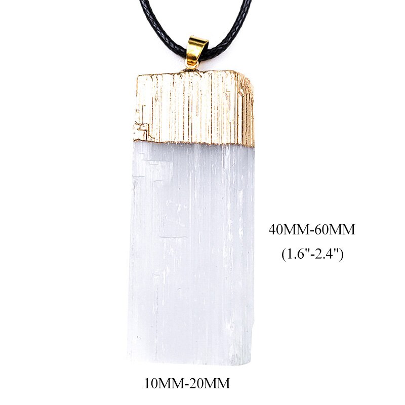 Selenite Crystal Hanger Ketting 18 "Goldtone Of Silvertone Coated White Crystal Unieke Sieraden