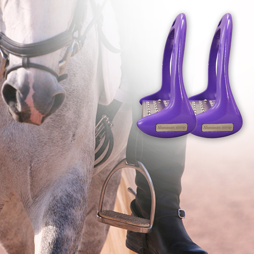 1 paio di forniture ispessite durevoli pedale antiscivolo in lega di alluminio leggera staffe per cavalli da equitazione