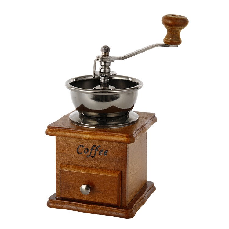 Vintage Hand-zwengelen Handmatige Koffiemolens Coffeeware Keuken Gereedschap Koffiebonen Gemalen Koffie Hout Koper