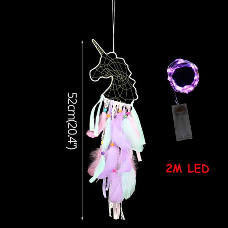 Luces LED, accesorios de atrapasueños de unicornio, adornos colgantes de pared, decoraciones para niños de unicornio brillante, decoraciones para de cumpleaños, Baby shower glow: 1pc D add LED