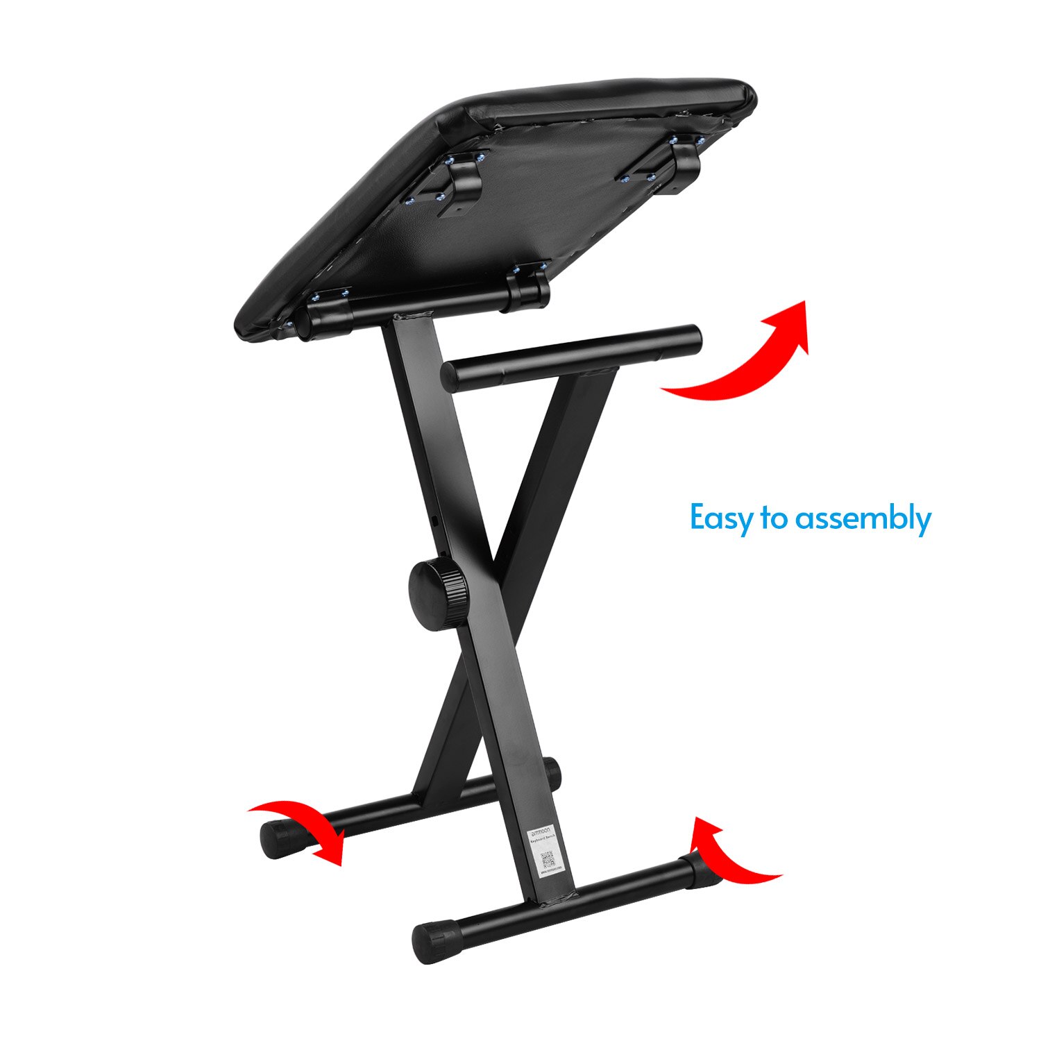 X-Style Piano Stool Single Person Piano Bench for Electronic Piano Guitar Drum Stool Adjuatable Folded Padded Stool Black