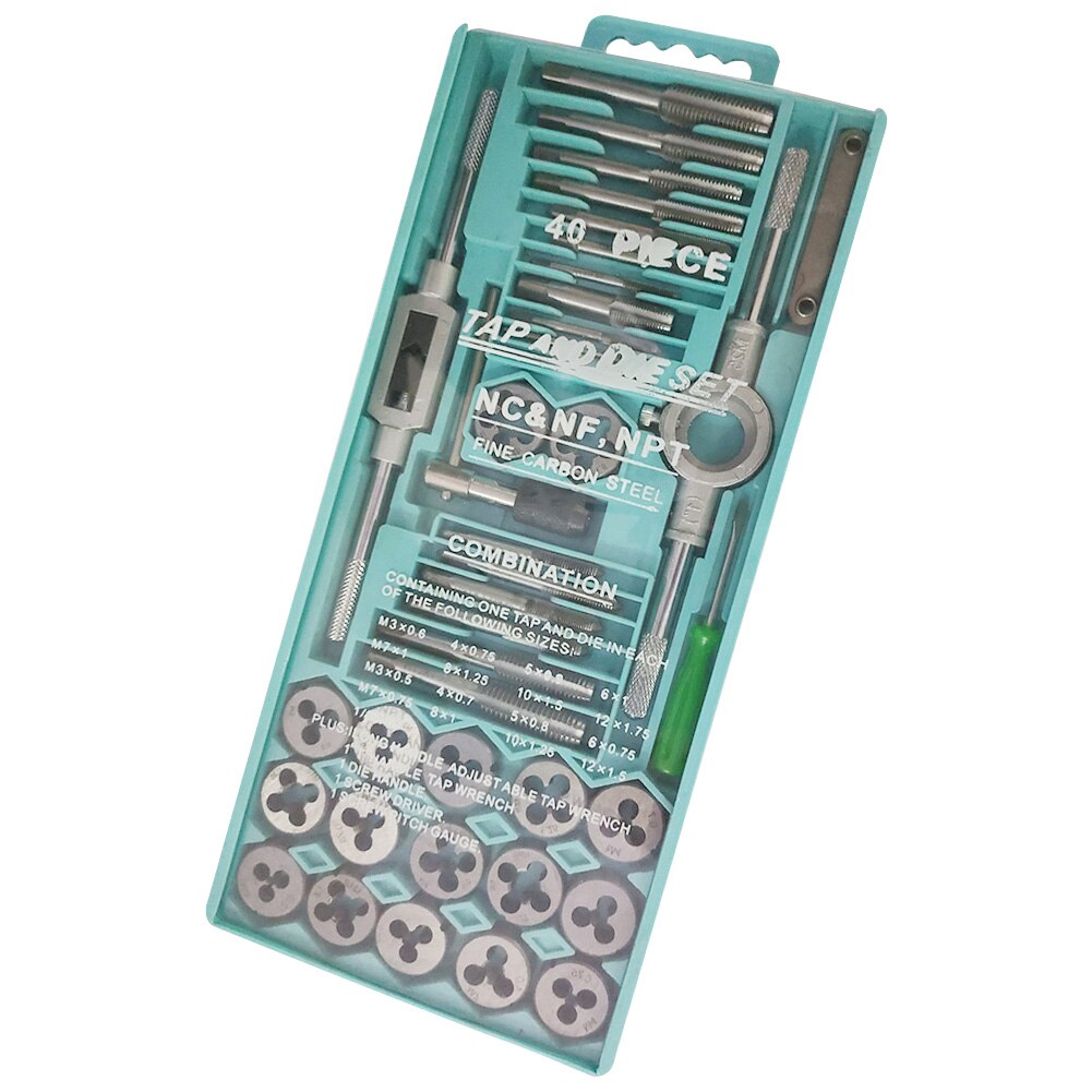 Multi-function Screw Tap Die Set External Thread Cutting Tapping Hand Tool For Screw Tap Drill Metalworking Kit Machine: 40pcs