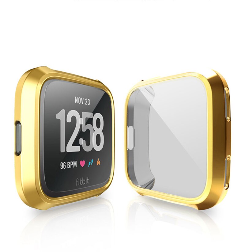 Cover Voor Fitbit Versa/Versa 2/Versa Lite Strap Case Screen Protector Smart Watch Accessoires Ultra-Dunne Beschermende frame Bumper: Gold