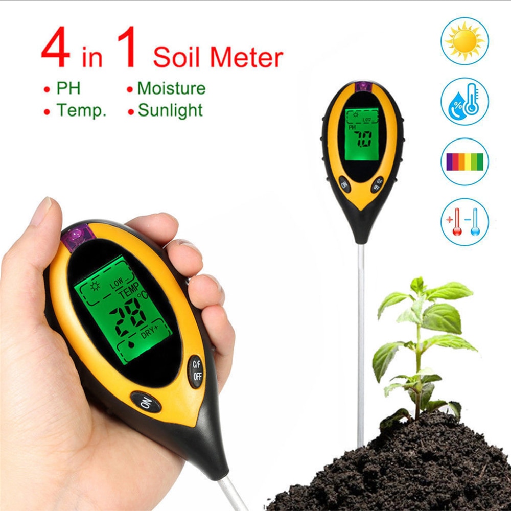4 en 1 numérique Soilquality humidité lumière du soleil PH mètre testeur pour plantes fleurs acidité humidité mesure outils de jardin