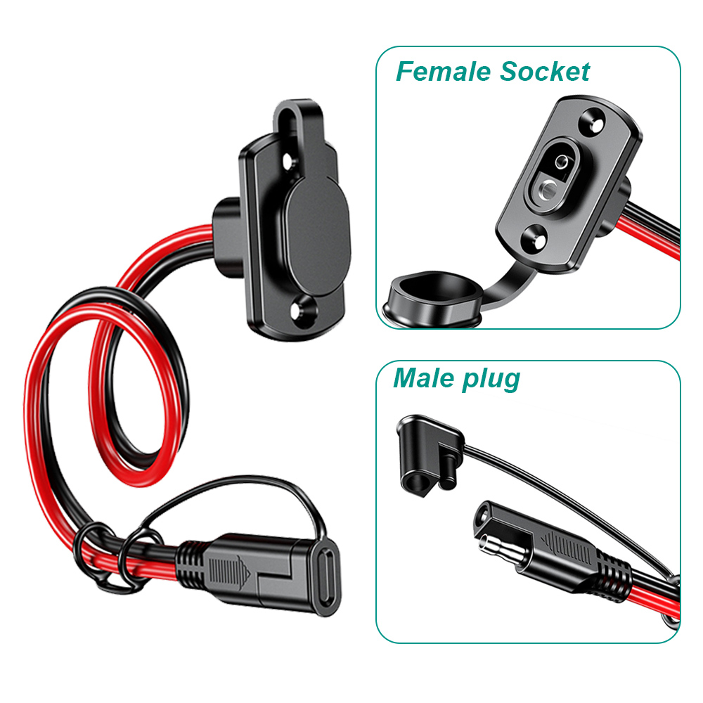 Adaptador SAE de enchufe macho, conector rápido SAE, Cable hembra de 12AWG, Cable de extensión de 30CM, resistente al agua