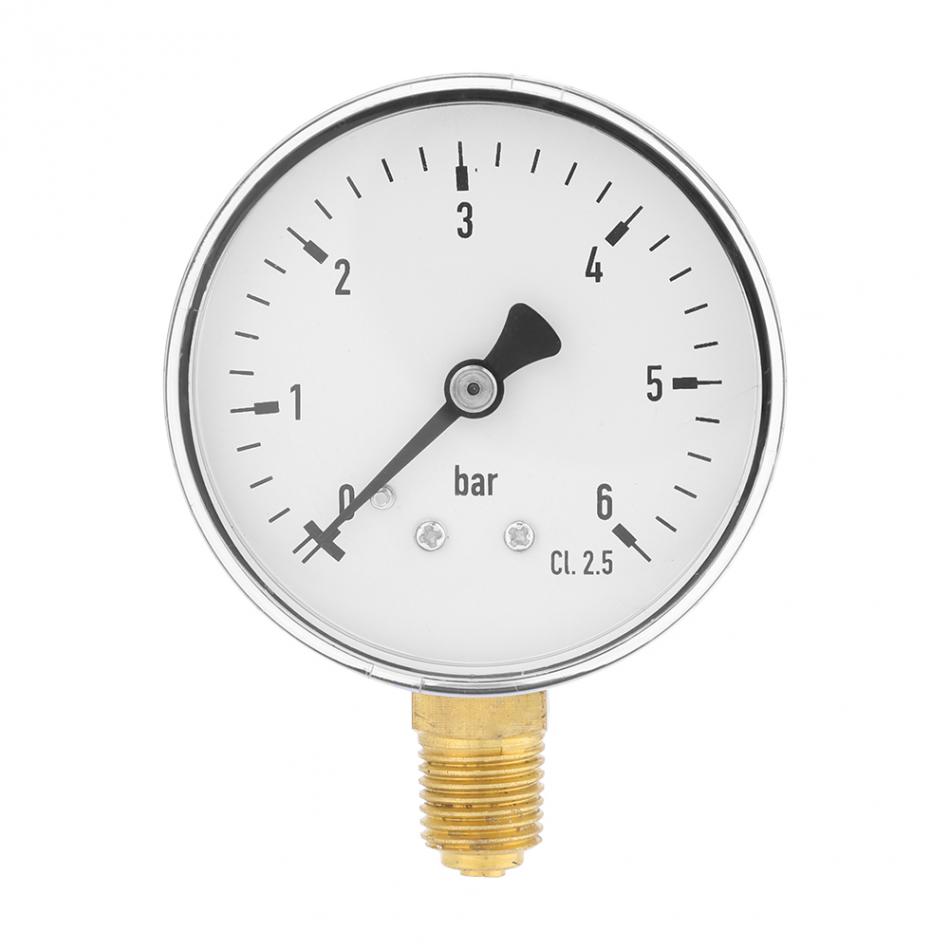 0-6bar 1/4" NPT Thread Pressure Gauge Side Mount Manometer 6cm Dial Plate For Fuel Oil Water Pressure Measuring Tools