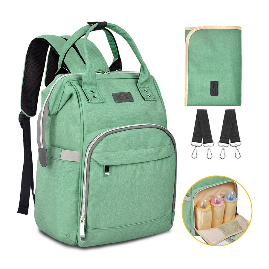 Viedouce thermal insulated school lunch bag travel usb diaper kid men women office lunch cooler box bag for women men kids lunch: Diaper bag green