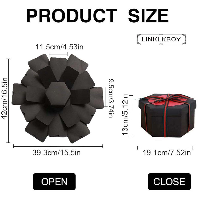 Black Explosion Box DIY Photo Album Scrapbook Folding Boxes Handmade Folding Photo Albums Memory Box