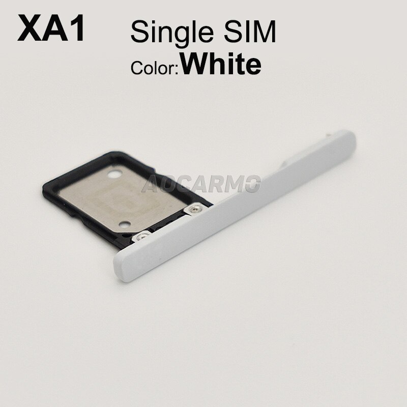 Aocarmo Single Dual SIM Card Holder Reader Sim Tray Slot With Cover For Sony Xperia XA1 G3121 G3125 G3112 G3116: White Single SIM