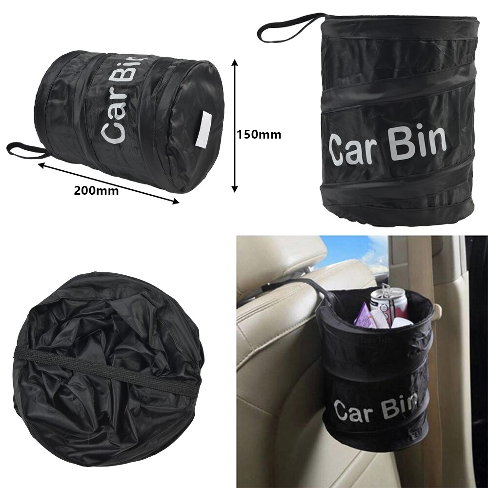 Car Trash Bag Litter Can Garbage Waste Bin Seat Organizer Storage Box For Trip e