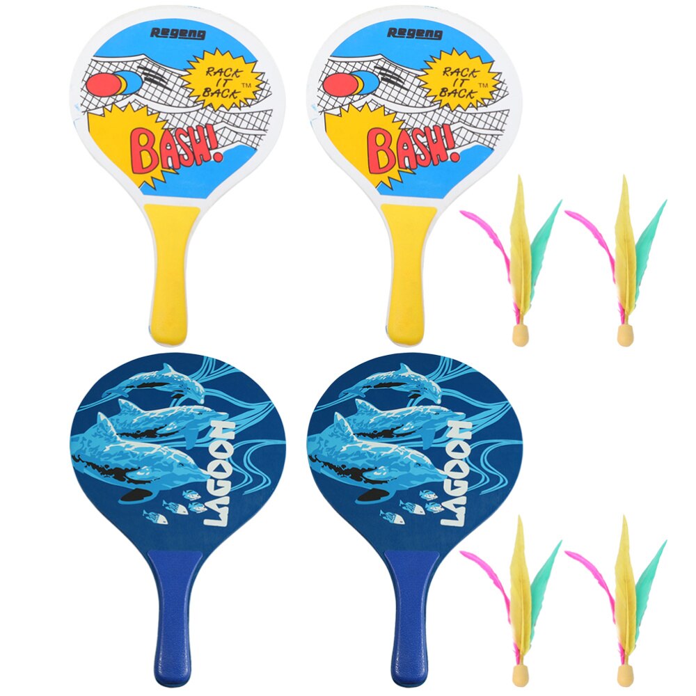 2Set of Board Badminton Racket Beach Racket Seven Layers High-grade Poplar Wood Table Tennis Racket(Random Style)