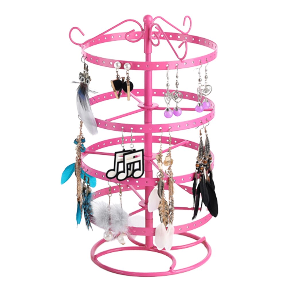 5-Tier Round Rotating Jewelry Organizer - Metal Display Stand Rack for Earrings, Necklaces