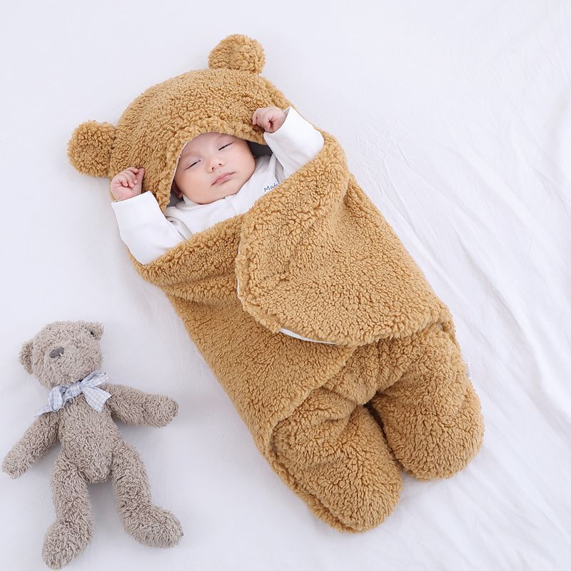 Baby Slaapzak Ultra-Zachte Pluizige Fleece Pasgeboren Ontvangen Deken Baby Jongens Meisjes Clothessleeping Nursery Wrap Inbakeren: Brown / 3M