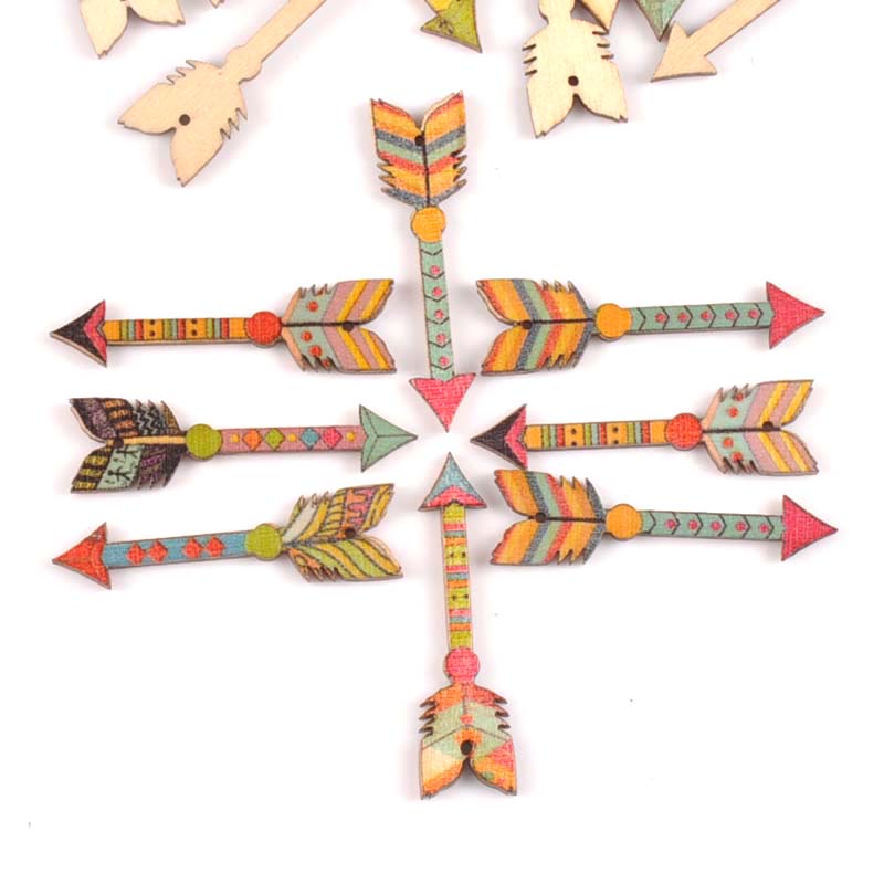 25 pièces flèches mélangées forme bois artisanat Scrapbook bricolage pour bois tranches ornements décoration de la maison accessoires Arts 34x12mm m1815