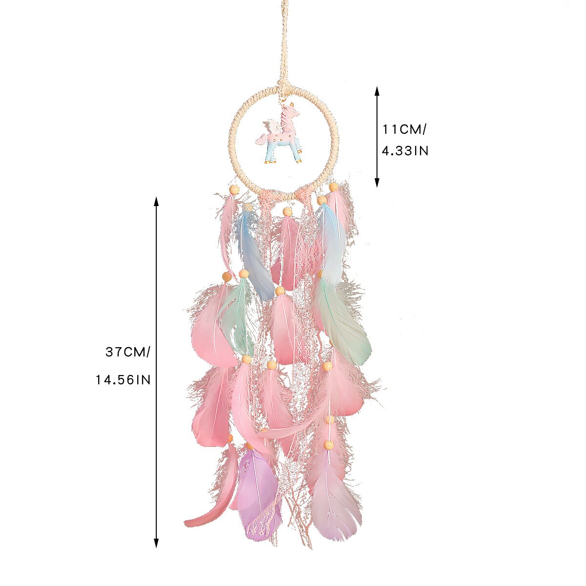 Girls Unicorn Dream Catcher Pastel Rainbow Dreamcatcher Wall Hanging Kids Roome Decoration Nursery Decor Baby Shower Girls
