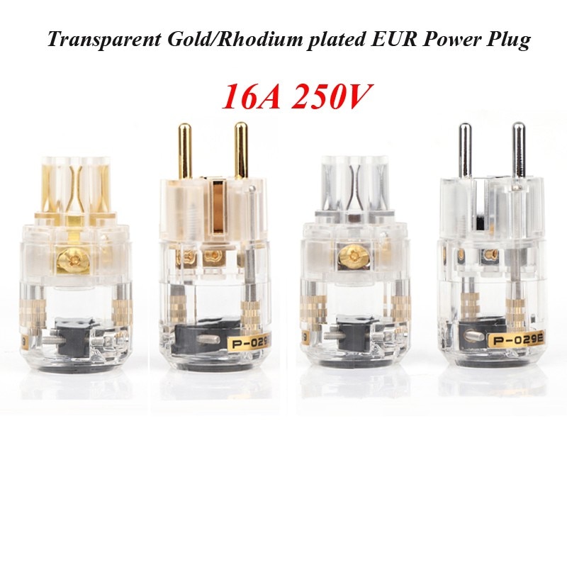 HI-End Schuko Plug EU Version Power Plugs for Audio Power Cable 24K Gold Plated Male Plug Female IEC Connector