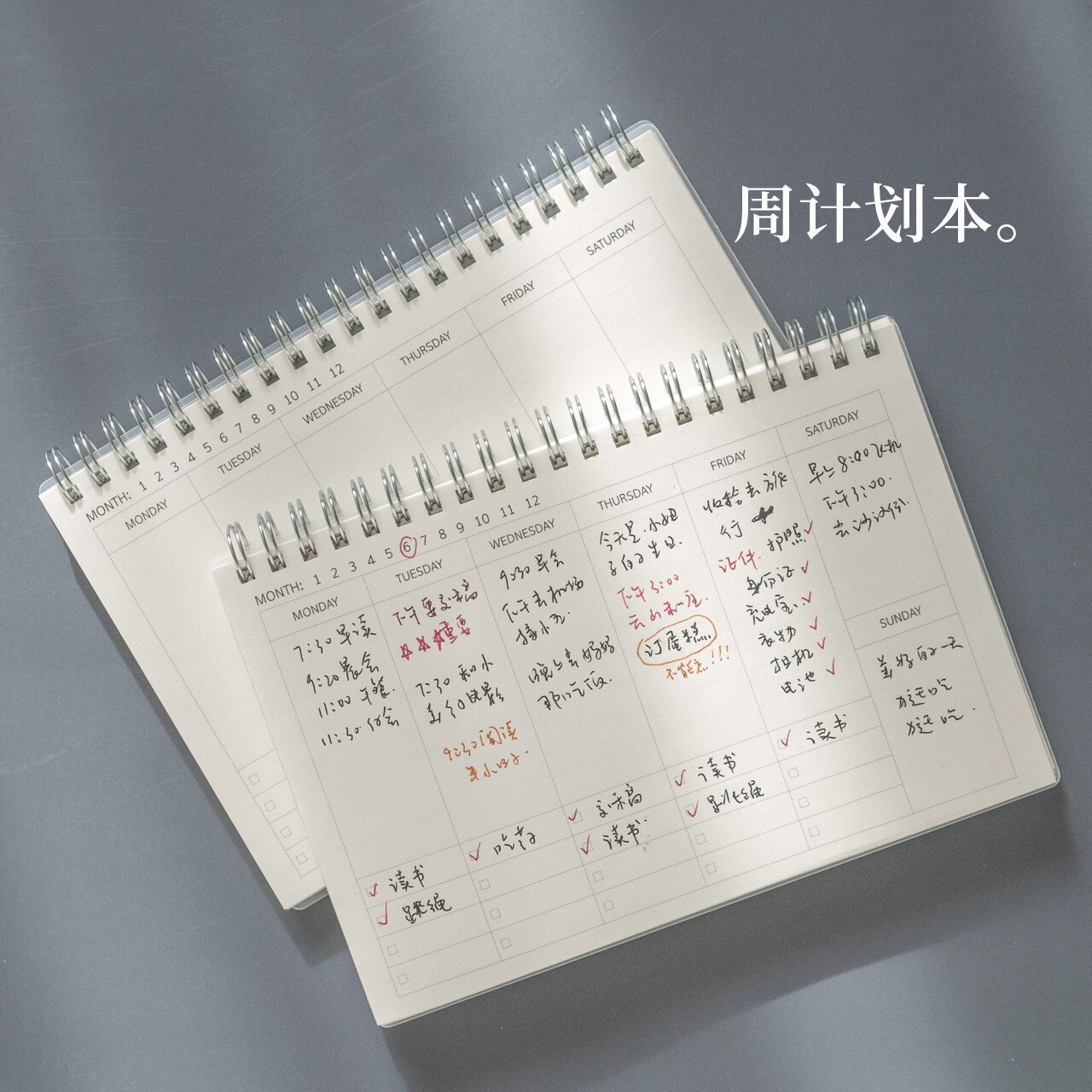 Weekly Plan Note Book Coil Efficiency Manual Simple Time Management Portable Notebook Week Planner Organizer Weekly Planner 2022