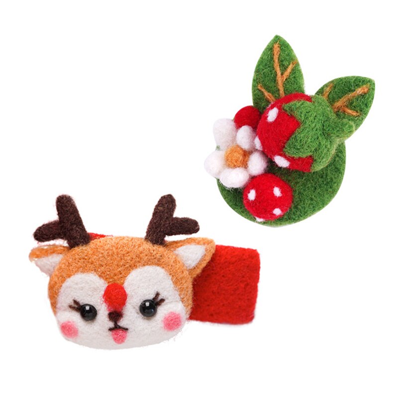 Horquilla de fieltro de lana para niños y niñas, accesorios creativos para el cabello, decoración de fieltro de lana para Navidad y Año , DIY: Type1