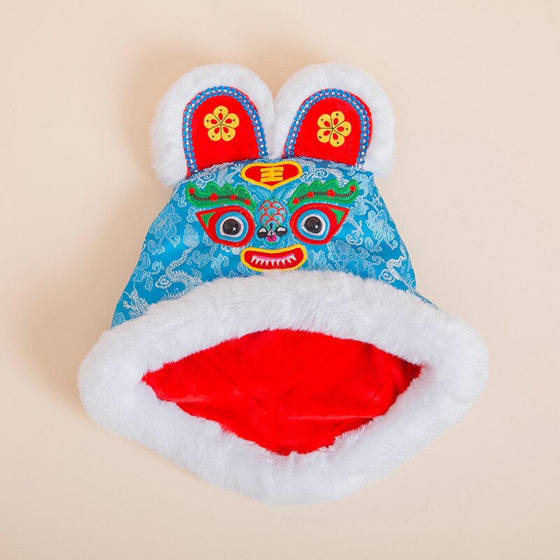 Traditional Chinese Year Costume For Kids Tang Suit Hanfu Spring Festival Newborn Baby Clothing Set Infant Boy Girl: blue hat / 80(6-12months)