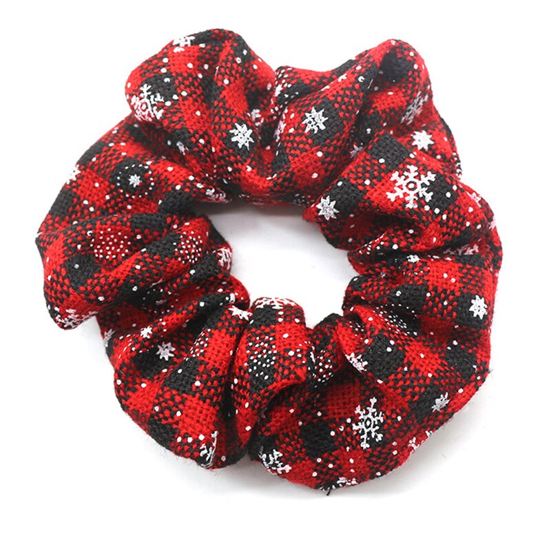 Christmas Hair Schrunchies Snowflakes Elastic Hair Bands Girls Hair Ties Ponytail Holder Red Xmas Hair Rope Kids Gum Accessories
