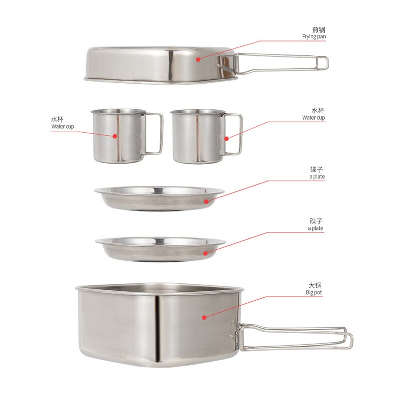 Outdoor Cookware Kit Hiking Camping Non Stick Items Equipment Cookware Kit Household Camping Accesorios Camping Supplies KC50CJ