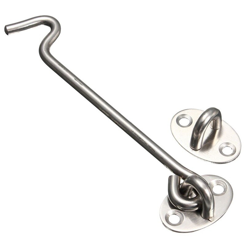 Stainless Steel Heavy Duty Cabin Hook And Eye Lock For Shed, Gate Or Garage Door (200 Mm/8 Inch): Default Title