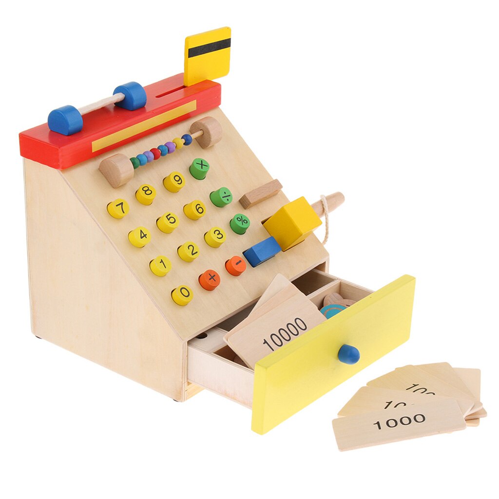 Houten Kassa Speelgoed Met Play Credit Card Pretend Set Boodschappen Pretend Play Developmental Games