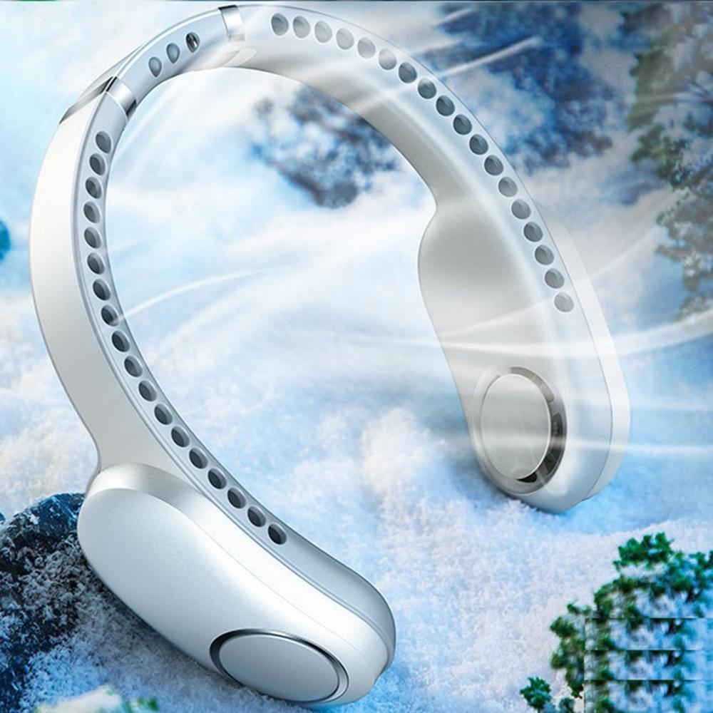 Air Cooling Neck Fan Portable Hanging Neck Fan Bladeless Ventilator Personal Air Conditioner Strong Wind Air Cooler USB Charging