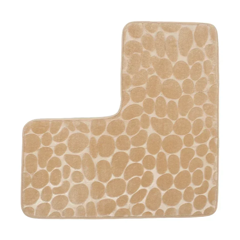 Bathroom Rug L-Shaped Bath Mat Non Slip Corner Shower Mat Soft and Absorbent Memory Cotton Anti Slip Solid Color Bathroom Mat: Yellow
