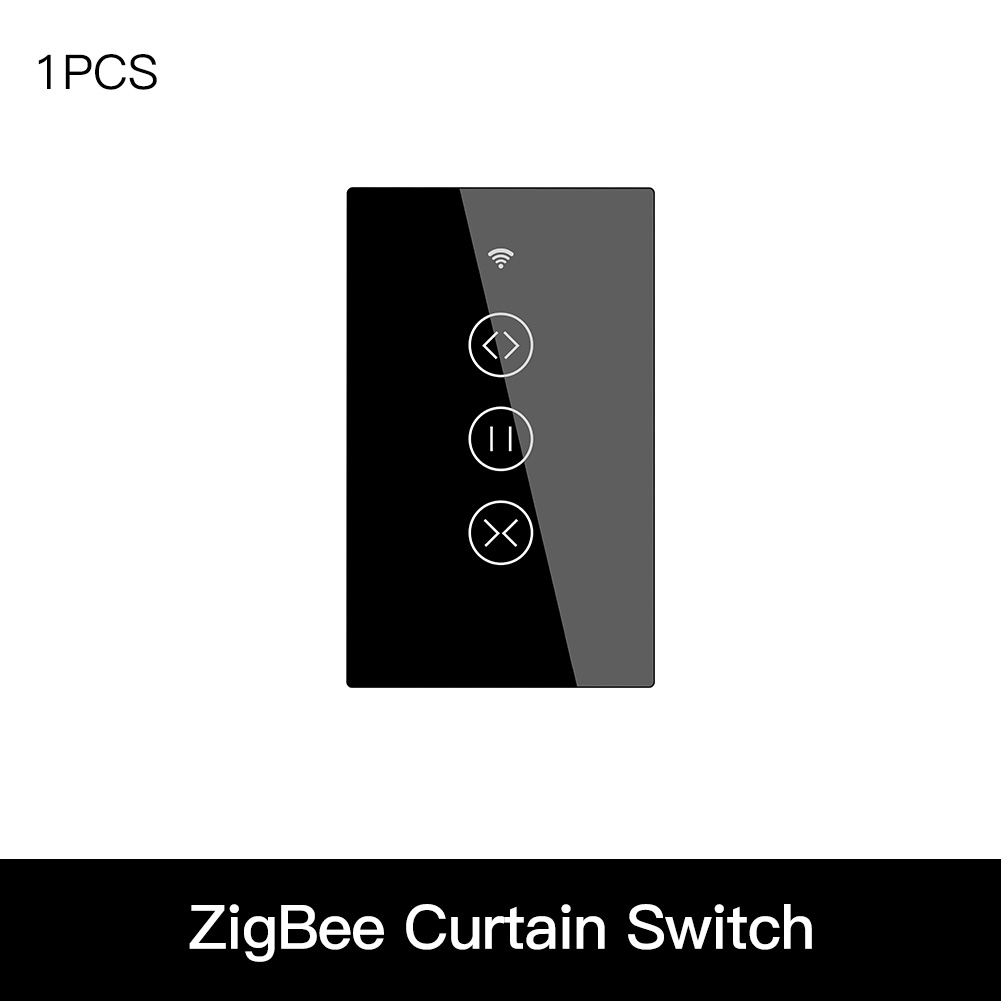 ZigBee RF Smart Touch Curtain Switch Roller Blinds Shutter Tuya Smart App Wireless Control Relay Status Works with Alexa Google: 1 US White