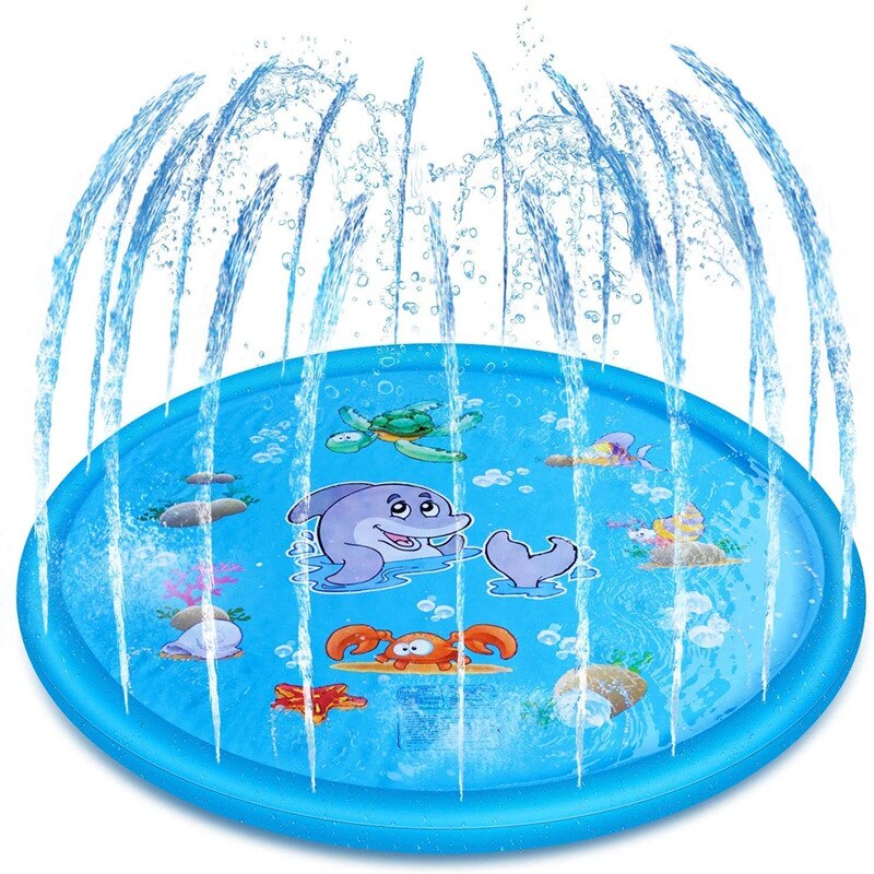 Tappetino per spruzzo d&#39;acqua per bambini giocattoli da esterno per bambini Dolphin Shark Sport Mat Dinosaur Rainbow Water Spray Mat giocattoli divertenti estivi: 100cm 6