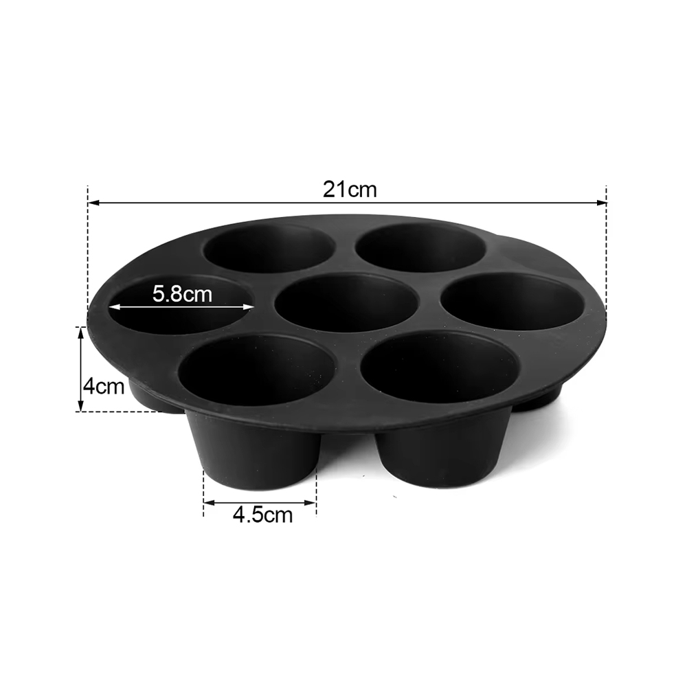 Molde para magdalenas de silicona Airfryer de 7 pulgadas y 7 tazas para Mini molde antiadherente para pastel de 3,5 a 5,8 L, accesorios para freidora de aire: Caqui oscuro