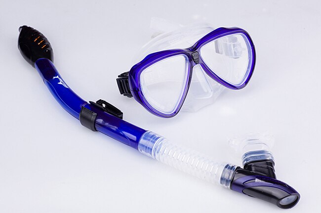 Zwemmen duiken scuba anti-condens bril siliconen masker snorkelbril + snorkelset: Blauw