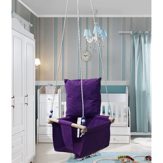 Altev Hout Gewatteerde Baby Plafond Swing Paarse Kleur