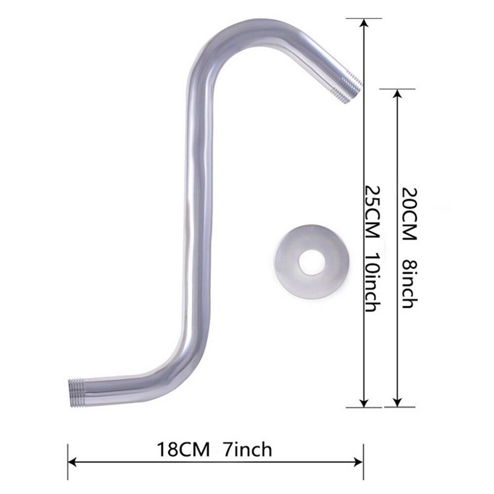 Bathroom Shower Arm 8 Inch Stainless Steel High Rise Extension S-Curved Goose Neck Shower Arm Bathroom Accessories