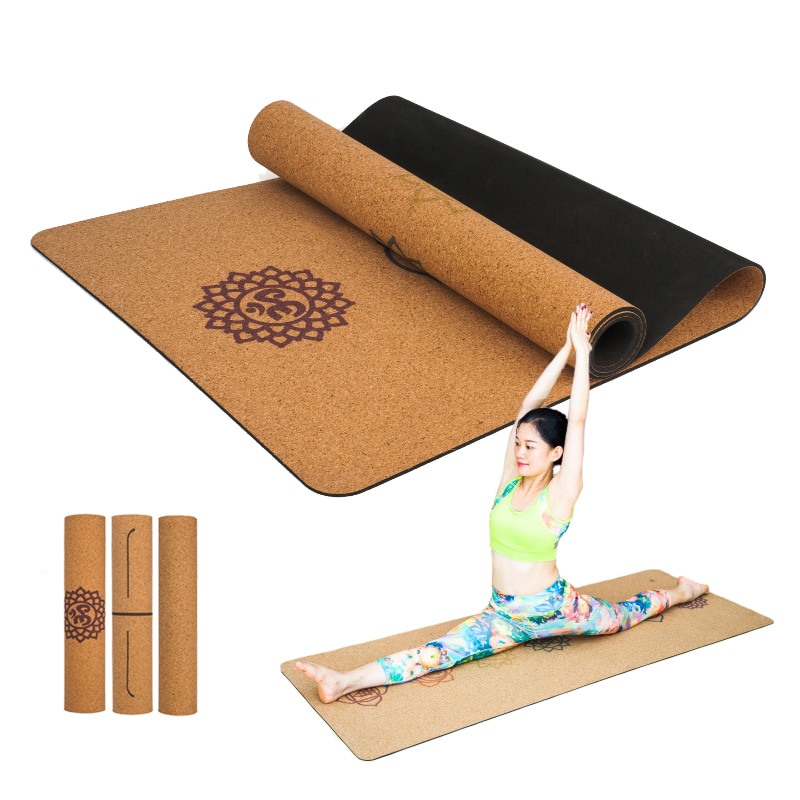 Reukloos Natuurlijke Kurk Tpe Yoga Mat 5 Mm Fitness Gym Sport Matten Antislip Pilates Oefening Pads 183X68cm Met yoga Tas