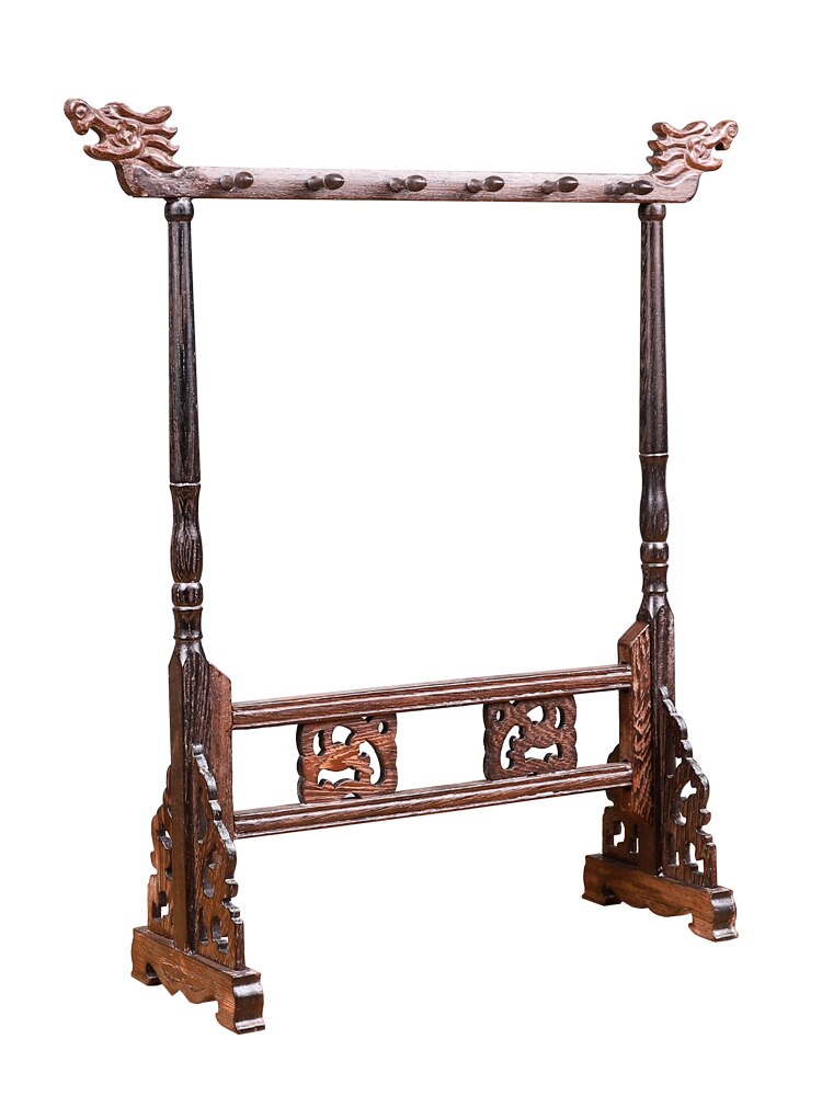 Antieke Eenvoudige Stijl Duurzaam Massief Houten Pen Houder Kalligrafieborstel Rack Traditionele Schilderen Schrijven Borstel Houder 12 Hangers