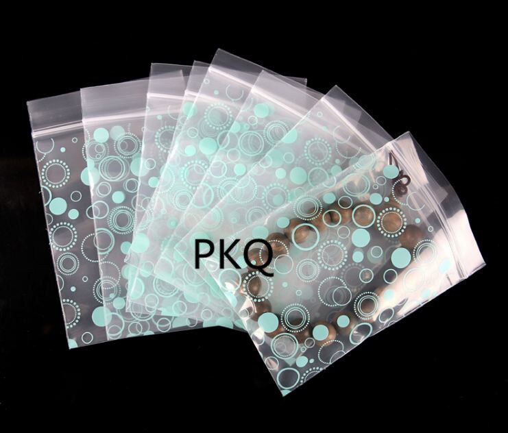100pcs 3*4cm Mini zip lock bags Green Dots Clear Plastic Grip Bag Pill Jewelry Packaging Pouch Reclosable Poly Bag