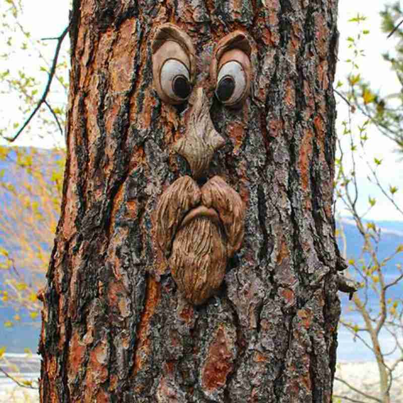 Old Man Tree Hugger Garden Art Outdoor Tree Funny Old Man Face Sculpture Whimsical Tree Face Garden Decoration Funning