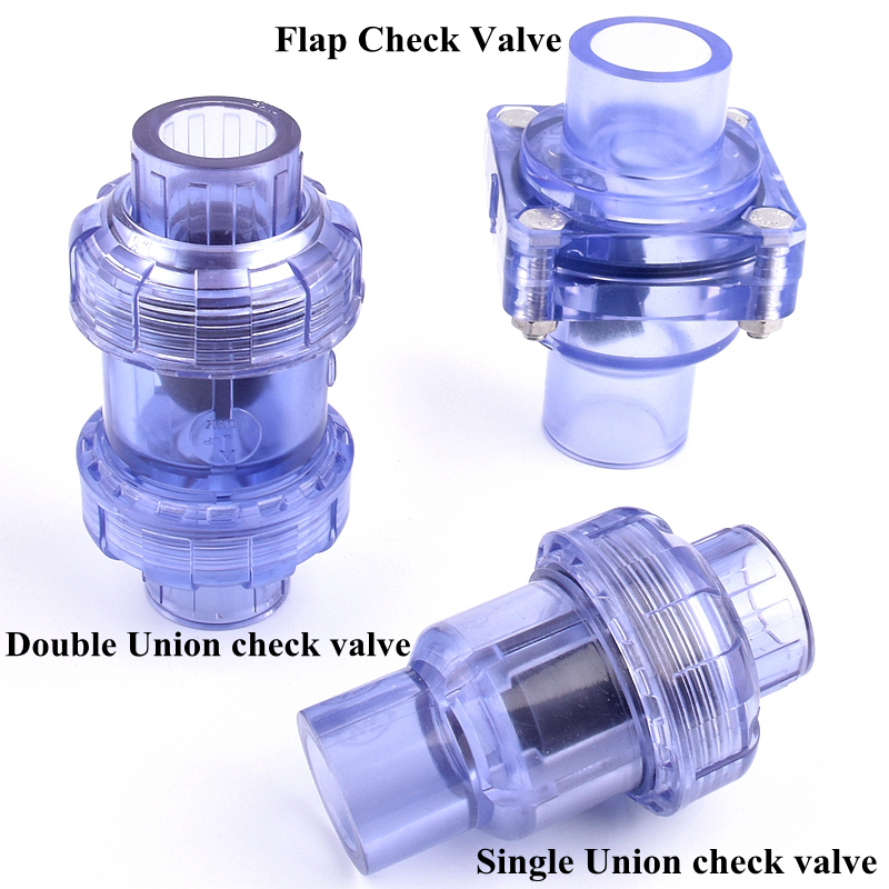 20 ~ 50mm UPVC transparent Einweg Klappe Rückschlagventil Aquarium Aquarium Union gemeinsam Kugelhahn Garten Pipeline Entwässerung Rückschlagventil