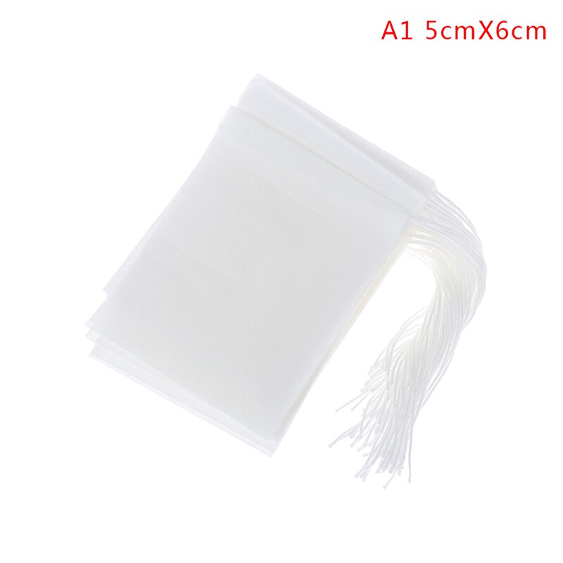 100pcs Tea Bag Filter Paper Bags Heat Seal Teabags Tea Strainer Infuser Wood Drawstring Tea Bag for Herb Loose Tea: A1