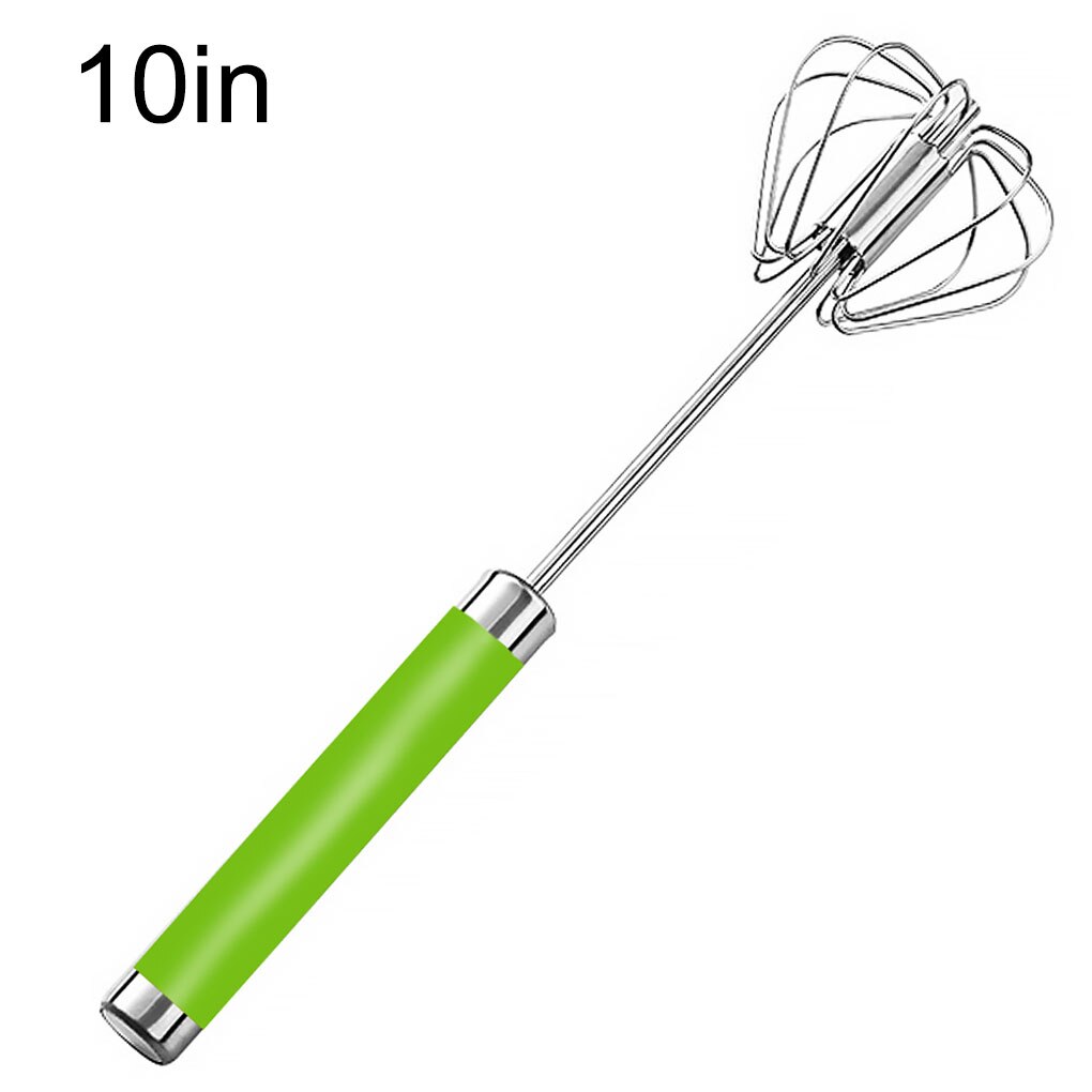 Batteur à oeufs semi-automatique 304 fouet à oeufs en acier inoxydable mélangeur à main manuel auto-tournant agitateur à oeufs accessoires de cuisine outils à oeufs: 10 inches Green