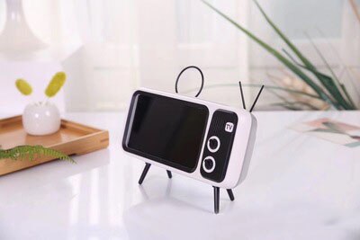 JOYLOVE 3 In 1 Wireless TV Portable Bluetooth Bass Speaker Mobile Phone Holder Stand Speaker Retro Photo Frame: Silver