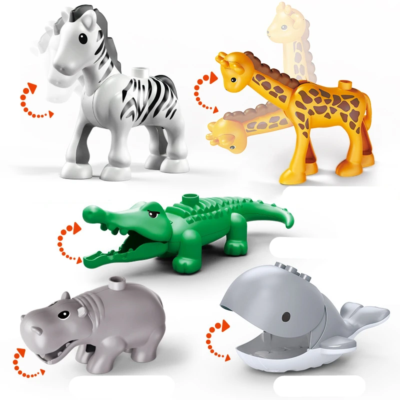 Big Building Blocks Zoo Animal Figure Accessories Frog Snail Dog Comptatible Large Bricks Children Kids Assembly Toys Party
