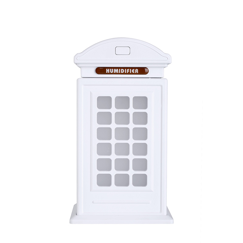 Budka telefoniczna nawilżacz z lampka aromatyczna OLEJEK ETERYCZNY ultradźwiękowy dyfuzor aromat dyfuzor powietrza mini USB nawilżacze zamgławiacz: biały