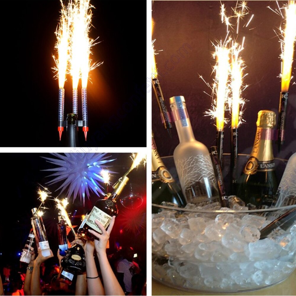Enkele Champagne Fles Verjaardag Kaars Sterretje Vuurwerk Veiligheid Ice Fontein Plastic Clip Houder Night Club Cake Party Wedding
