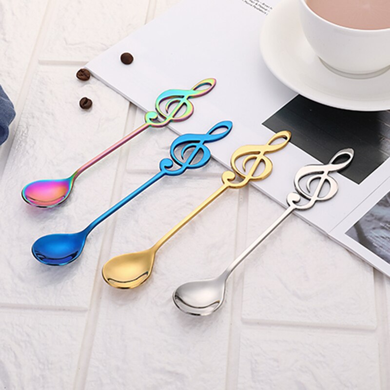 Coffee Spoon Mini Stainless Steel Cartoon Cat Spoon Long Handle Flatware Coffee Drinking Tools Kitchen Gadget