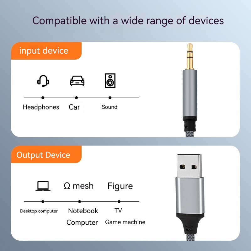 Usb  til 3.5mm hann lydkabel usb a  til 3 5 jack aux-adapter ledning hodetelefon høyttaler stasjonær pc tv bilstereo hjelpelydlinje