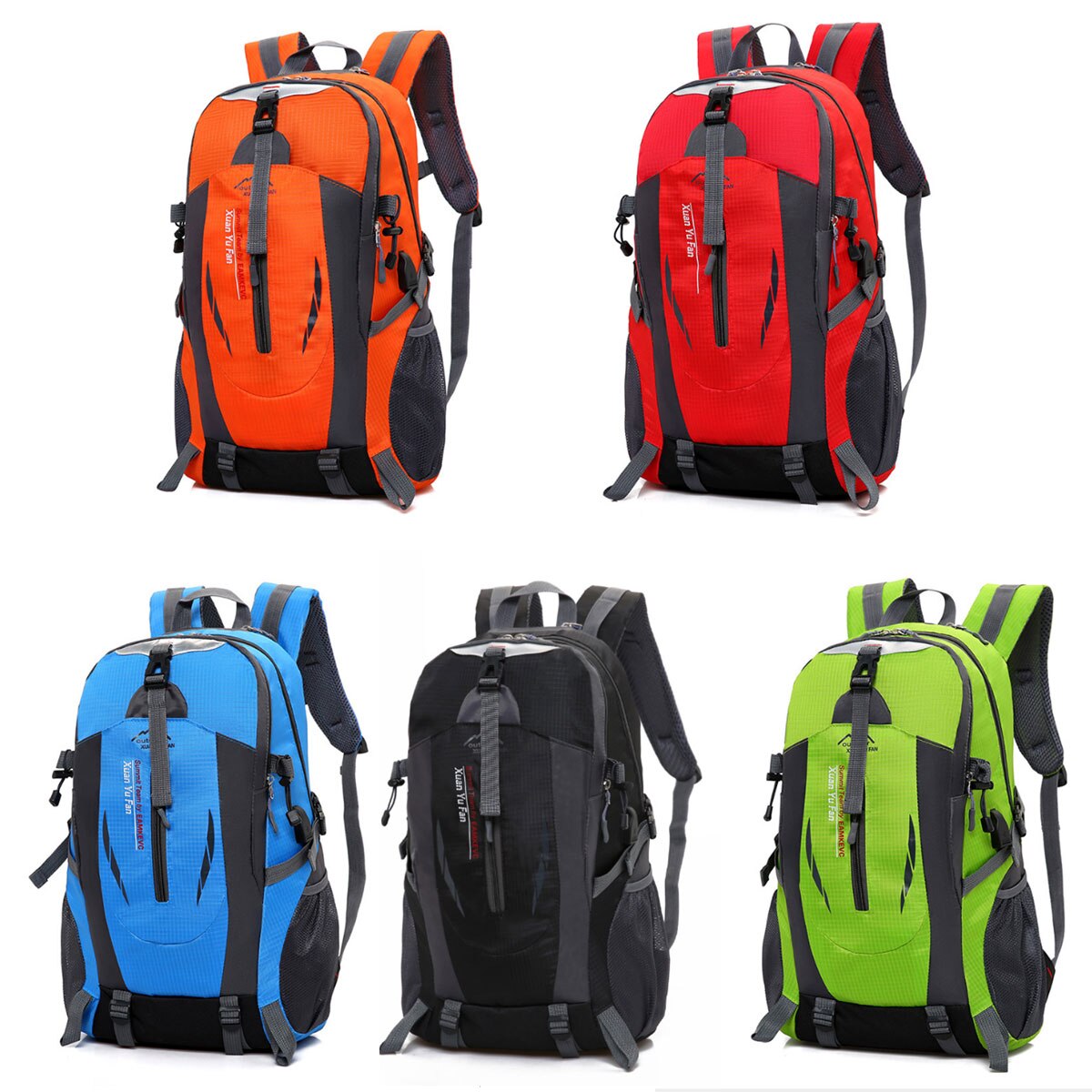 Unisex Large Nylon Backpack Travel Hiking Camping Waterproof USB Port Hiking Bag Outdoor Cycling Bags Men Women Sports Bag 50L